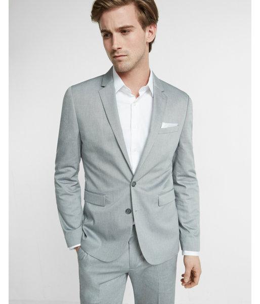 Express Mens Skinny Innovator Gray Cotton Oxford