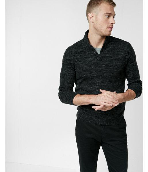 Express Shawl Collar Marled Henley