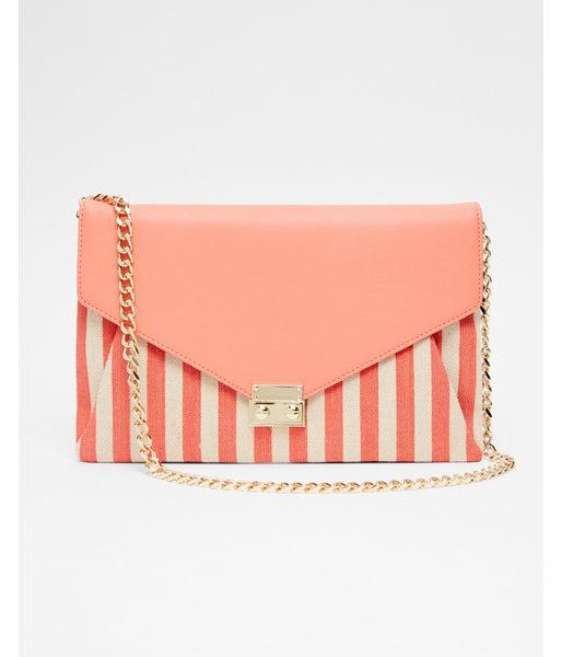 Express Womens Convertible Striped Canvas Clutch