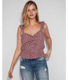 Express Womens Polka Dot V-neck Ruffle Tank