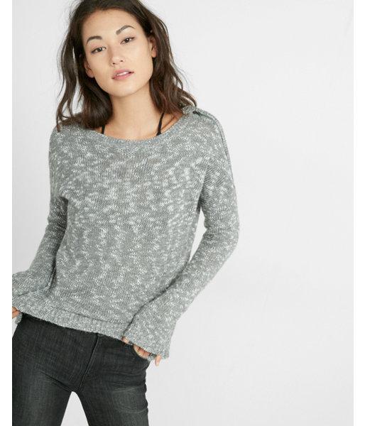 Express Womens Marled Zip Cold Shoulder Tunic