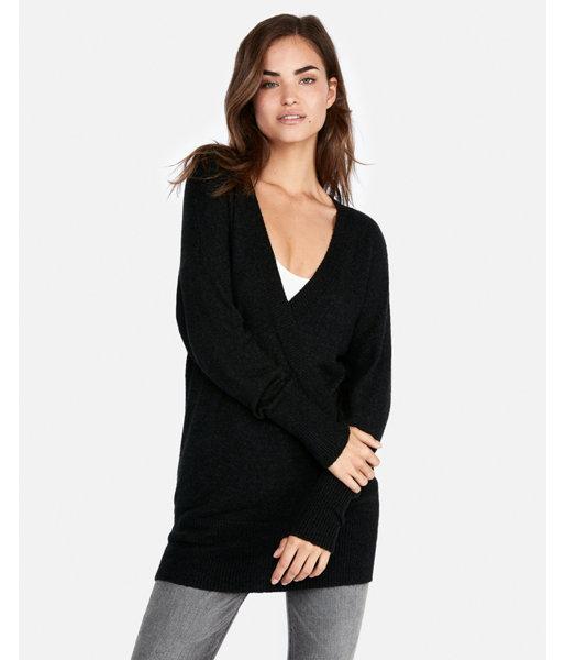 Express Womens Petite Banded Bottom Wrap Front Tunic