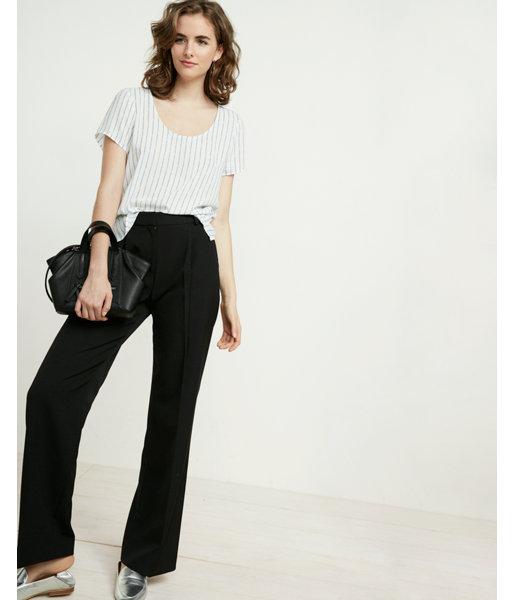 Express Striped Step Hem Scoop Neck Blouse