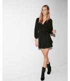 Express Womens Long Sleeve Satin Wrap Dress