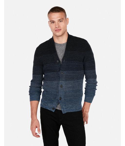 Express Mens Ombre Marled High Neck Cardigan