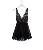 Express Womens Express Edition Lace Trim Fit And Flare Dress