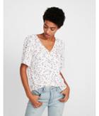 Express Womens Silky V-neck Floral Boxy Tee