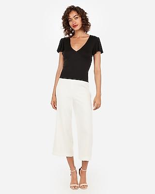 Express Womens Seamed Flutter Sleeve Tie Back Top