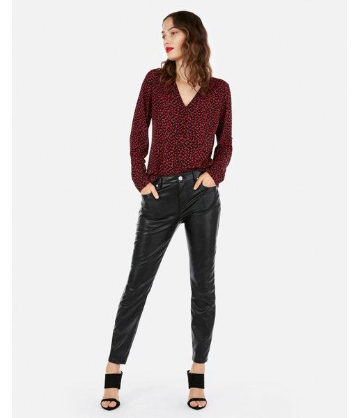 Express Womens Petal Print Button Front Chelsea Popover