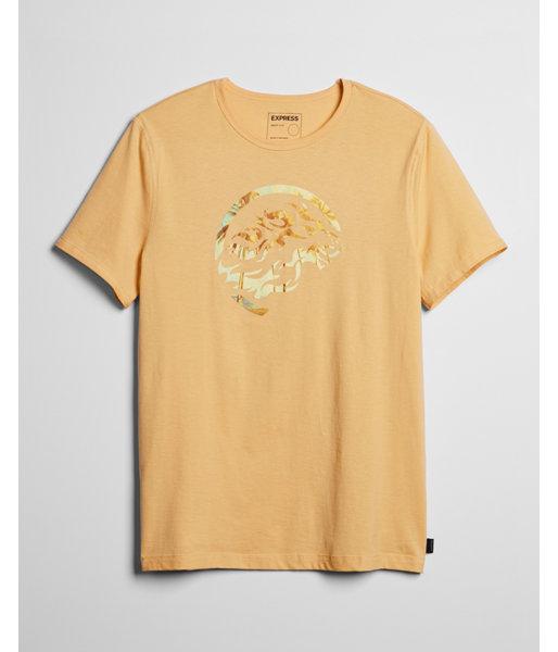 Express Mens Tropical Lion Logo Graphic Tee