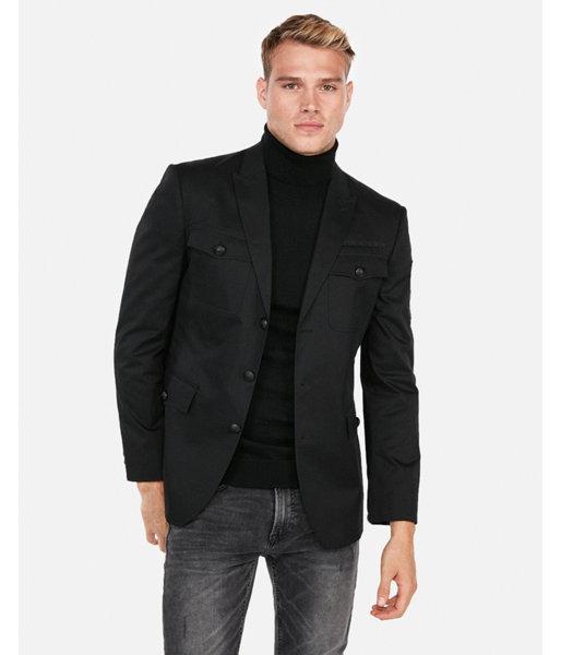 Express Mens Military Patch Pocket Blazer
