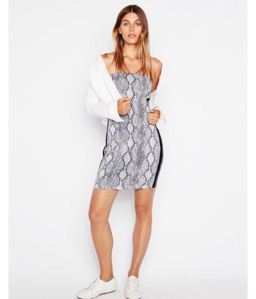 Express Womens Side Stripe Snake Print Tube Dress