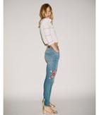 Express Mid Rise Embroidered Stretch Ankle Jean