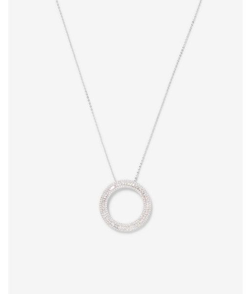 Express Womens Cubic Zirconia Open Circle Drop Necklace