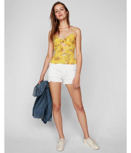 Express Womens Floral Tie Front Cut-out Cami