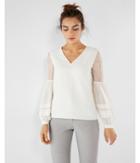 Express Womens Lace Blouson Sleeve V-neck Blouse