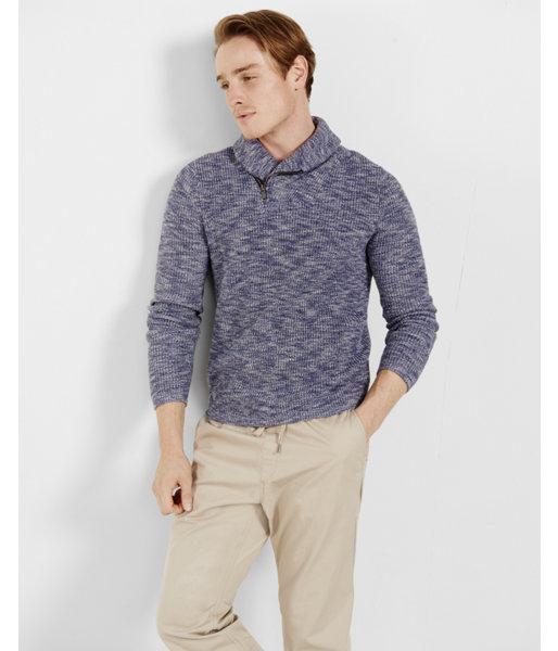 Express Marled Cotton Zip Shawl Collar