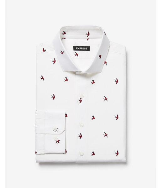 Express Mens Slim Bird Print Dress