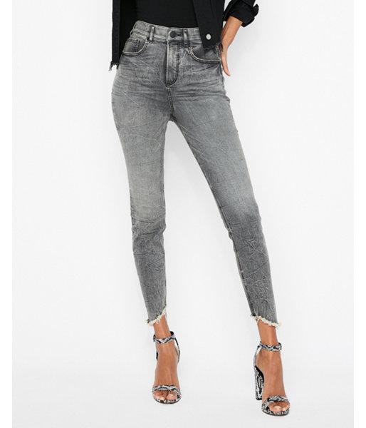 Express Womens Express Womens Super High Waisted Cropped Stretch+ Denim Perfect
