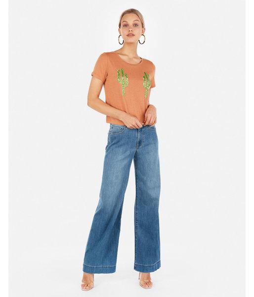 Express Womens Express One Eleven Double Cactus Cropped Easy Tee
