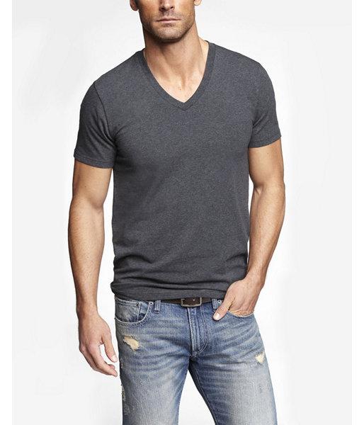 Express Mens Stretch Cotton Deep V-neck Tee