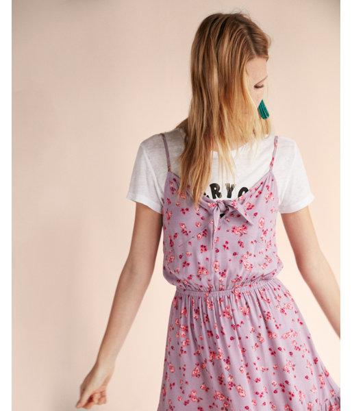 Express Womens Floral Ruffle Front Fit And Flare Dress