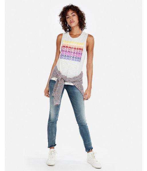 Express Womens Champagne Graphic Tank