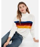 Express Womens Funnel Neck Striped Pullover