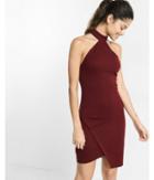 Express Womens High Neck Asymmetrical Cutaway Dress