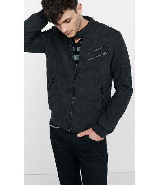 Express Men's Outerwear Faux Suede Racer Jacket