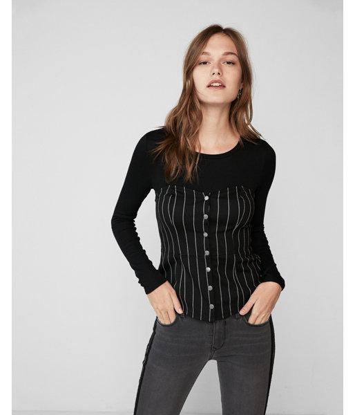 Express Womens Ribbed Crew Neck Tee