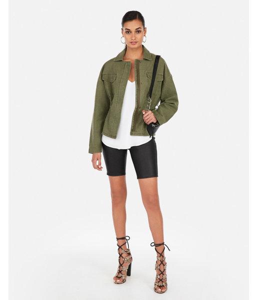 Express Womens Cinched Twill Pocket Jacket
