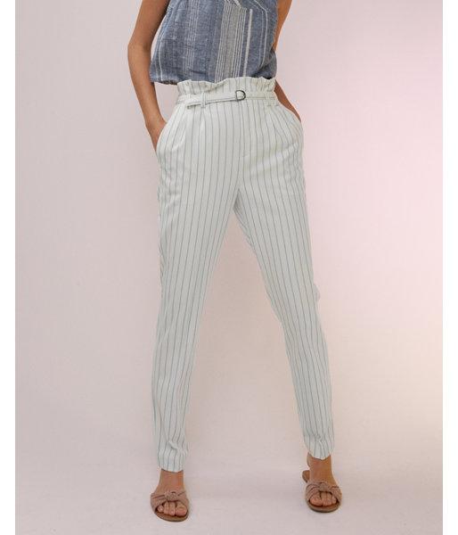 Express Womens High Waisted Striped Belted Ankle Dress Pant