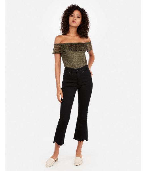 Express Womens Express One Eleven Lace Off The Shoulder Ruffle Top