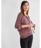Express Peasant Sleeve Lace-up Pullover