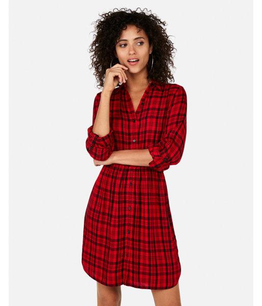 Express Womens Plaid Button Up