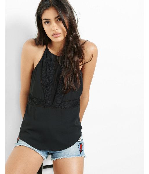 Express Womens High Neck Lace Hi-lo Cami