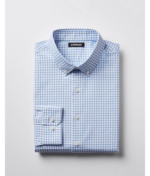 Express Mens Extra Slim Check Button-down Cotton Dress
