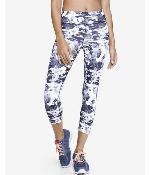 Express Womens Floral Print Exp Core Compression Crop
