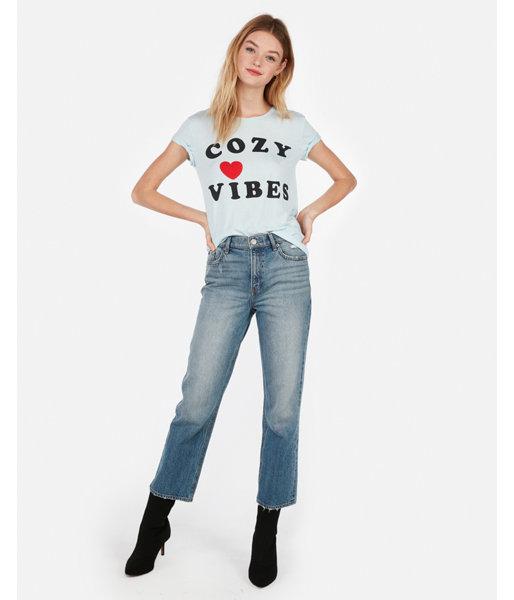 Express Womens Express One Eleven Cozy Vibes Graphic Crew Neck Tee
