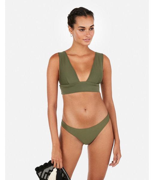 Express Womens Thick Band Deep V Plunge Bikini Top