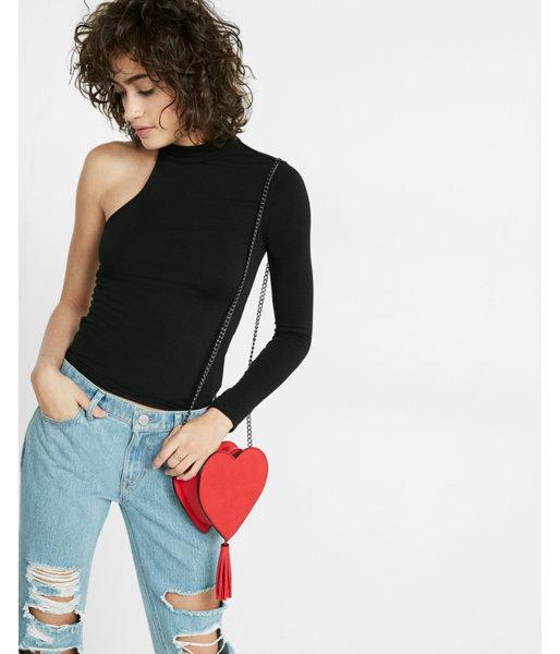 Express Womens Heart Tassel Cross Body Bag