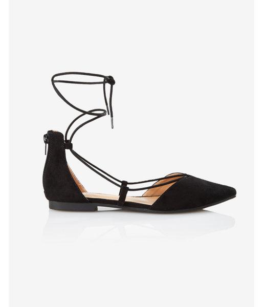 Express Womens Lace-up Pointed Toe Flat