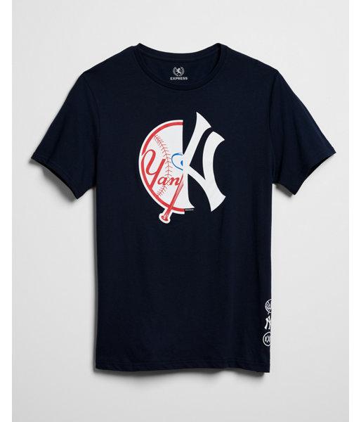 Express Mens New York Yankees Spliced Graphic Tee