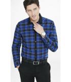 Express Men's Dress Shirts Modern Fit Contrast Collar Plaid