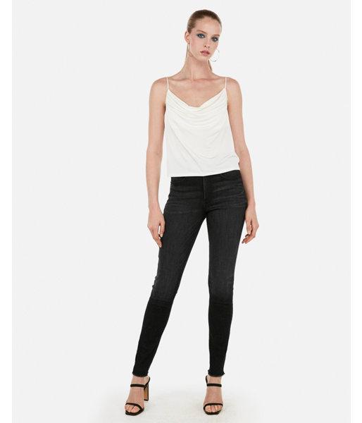 Express Womens Satin Drape Neck Cropped Cami