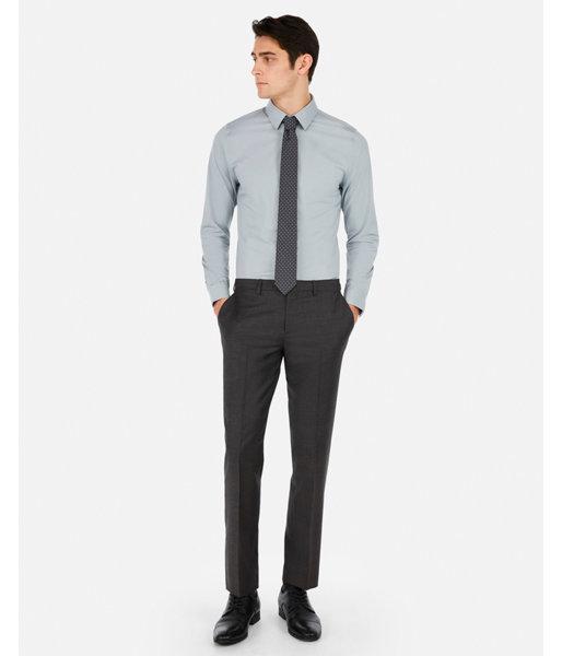Express Mens Slim Charcoal Wool-blend Stretch