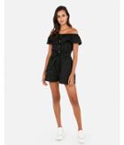 Express Womens Off The Shoulder Ruffle Button Romper