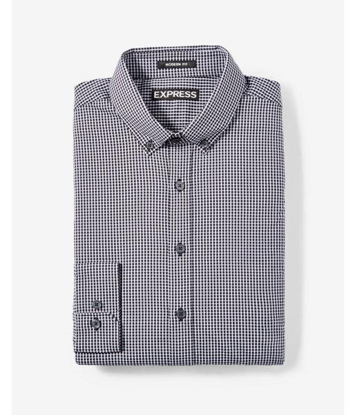 Express Mens Modern Fit Small Check Performance Dress