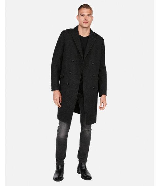 Express Mens Recycled Wool Military Topcoat